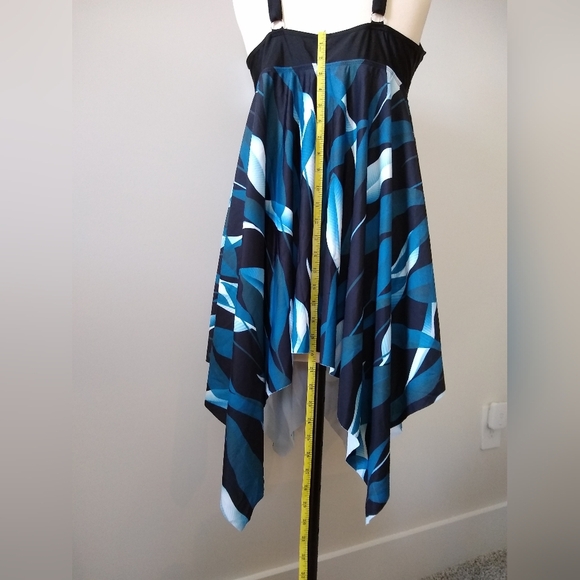 NWT 2 PC Elegant Black and Blue Women's Swimwear Dress Tankini With Bottoms XL - Picture 7 of 10